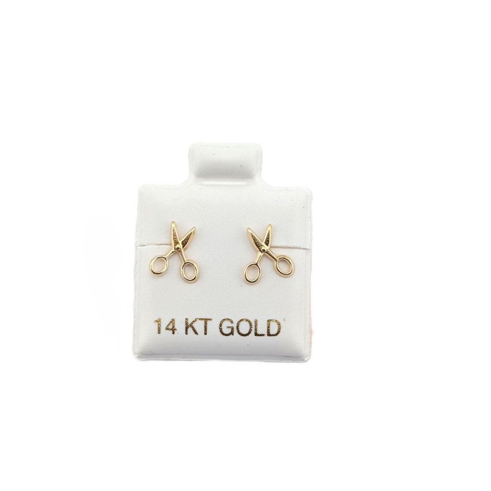 14K Yellow Gold Scissors Stud Earrings Tiny Gold Scissors Jewelry **
